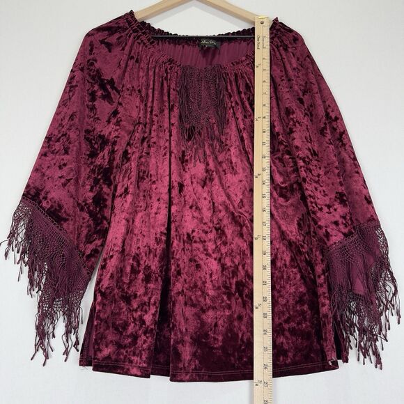 Fairy Grunge Whimsigoth Top Womens Medium Burgundy Velvet Witchy‎ Vampire Goth - Picture 11 of 11